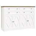 55" Coffee Bar with 4 Large Drawers, Tall Buffet Cabinet with Storage, Adjustable Shelves, Ash Grey P323