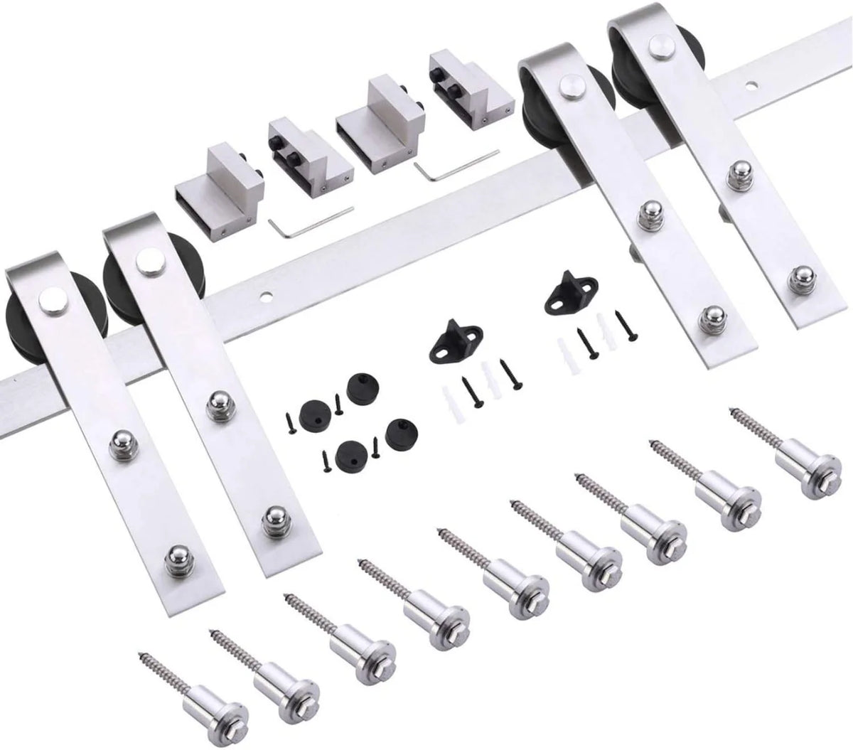 Double Barn Door 36 x 84 inches with Frosted Glass Stainless Steel Rail Hangers V9769