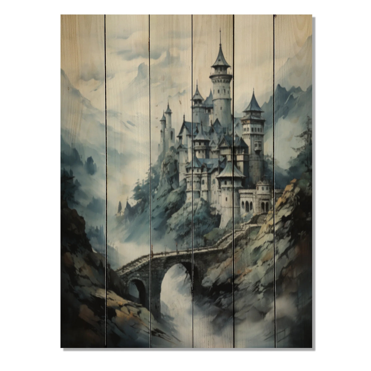 Natural Pine Wood Cityscapes Print T623716