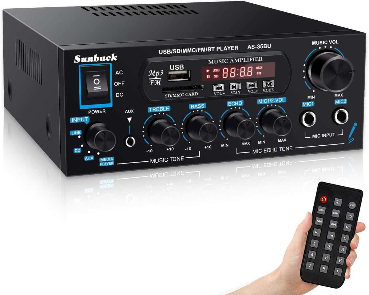 200W Dual Channel Bluetooth Stereo Amplifier Receiver with USB FM Radio Remote Control G644623