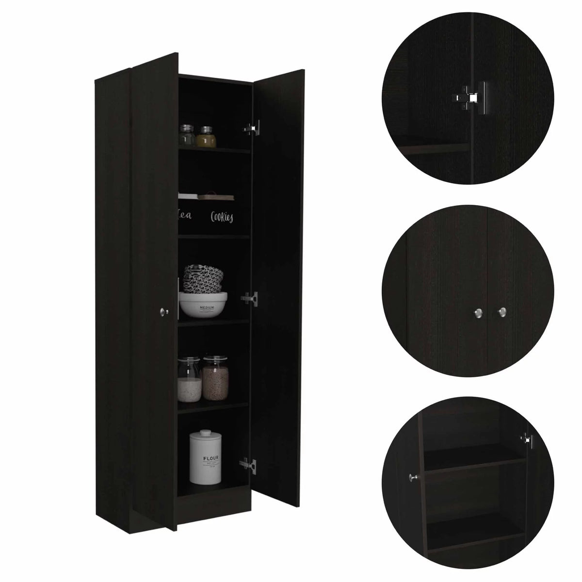 Dark Brown & Black Double Door Cabinet X3529