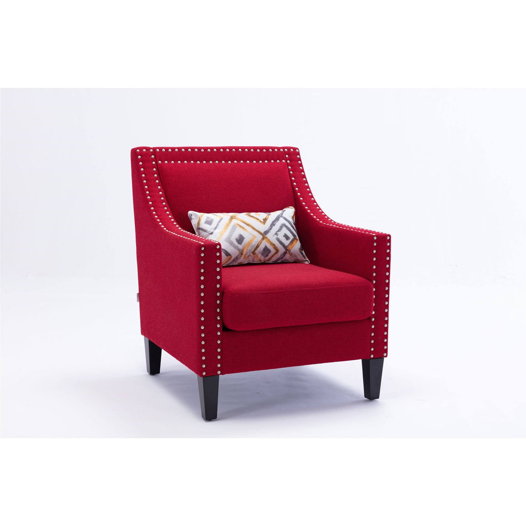 Orange Accent Armchair with Solid Wood Legs E517