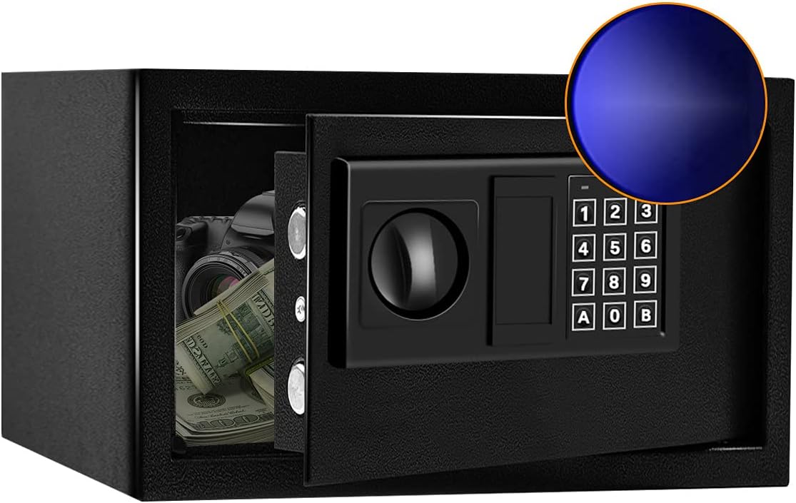 Black Steel Security Safe Box with Sensor Light, 0.8 Cubic Feet D3963