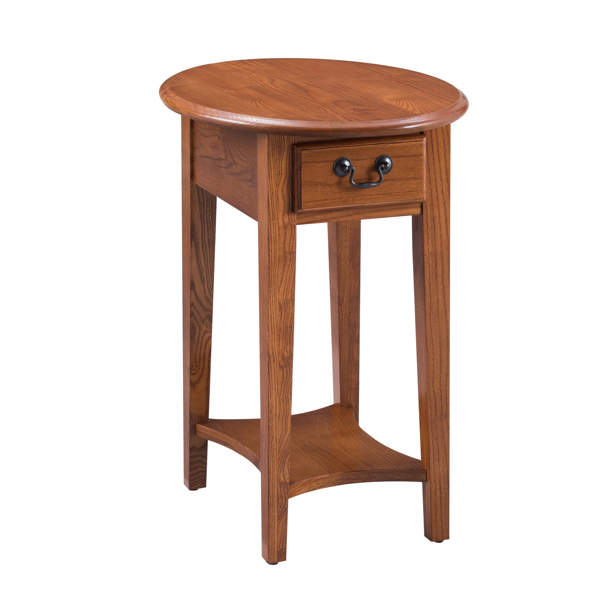 One Drawer Oval Side Table with Shelf F6876