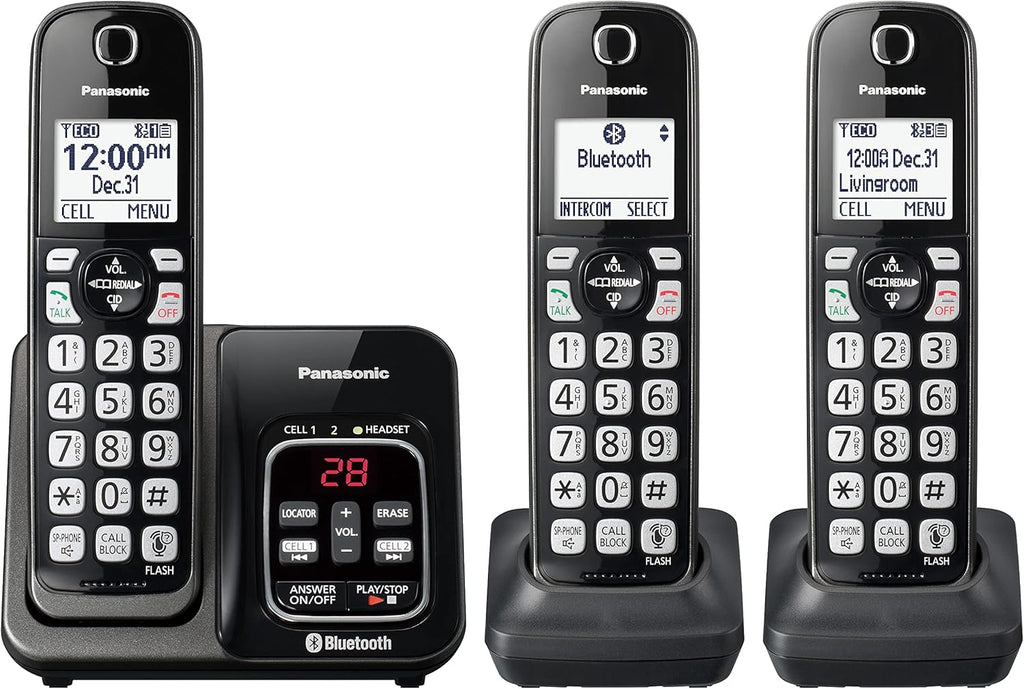 Expandable Cordless Phone System with Link2Cell Bluetooth, Answering Machine and Call Blocking - 4 Cordless Handsets F950767