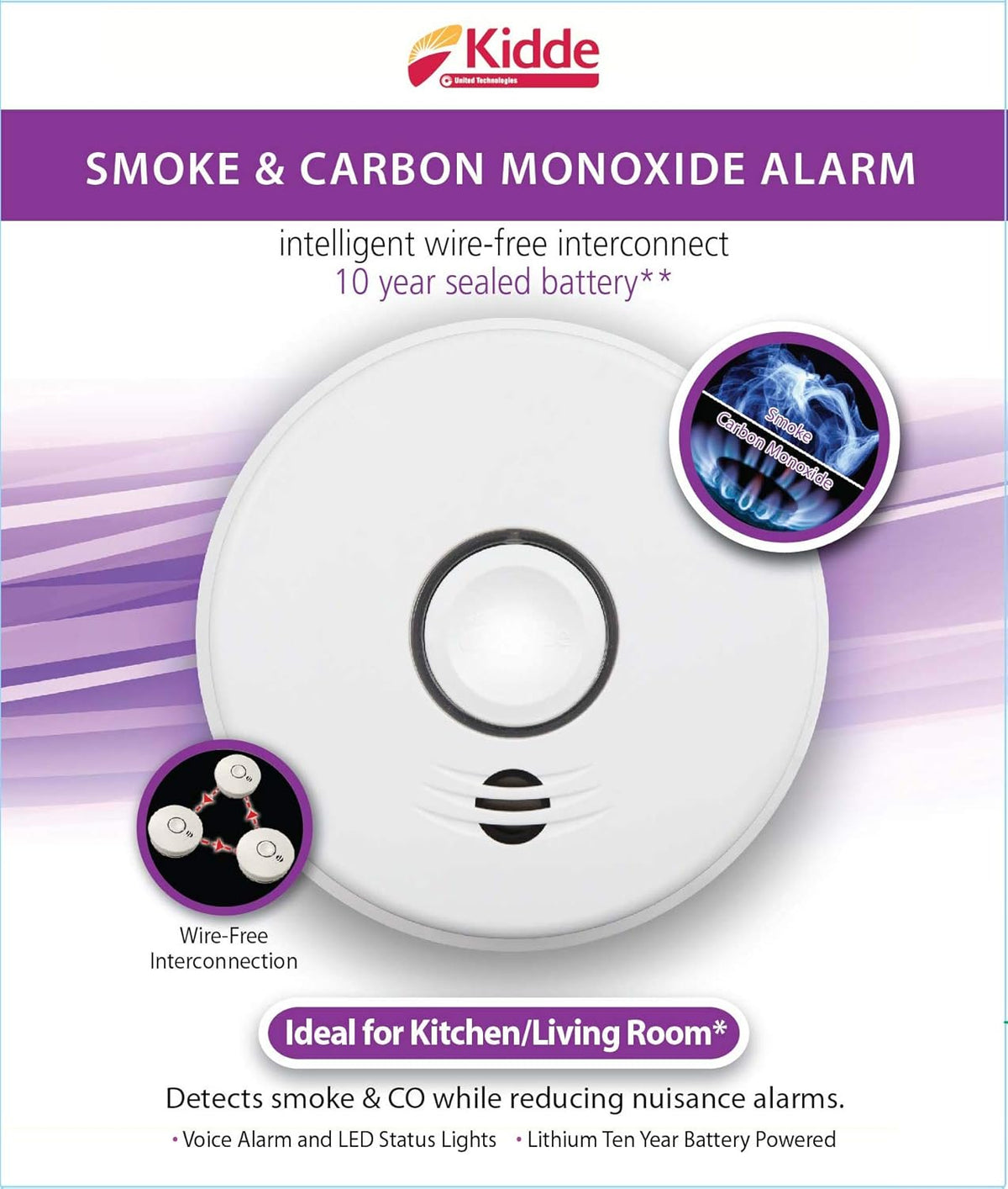 Lithium Battery Powered Combination Smoke & Carbon Monoxide Alarm U10638