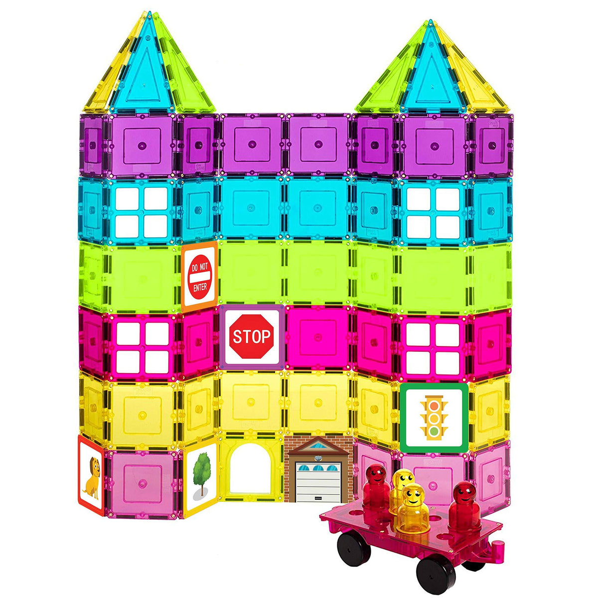 Magnetic Tiles Building Set 104 Pastel Neon Black Y6637