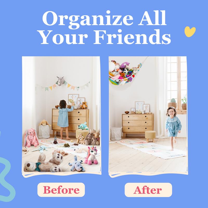 2 Pack Hanging Stuffed Animal Storage Hammock with Anchors & Hooks R826275