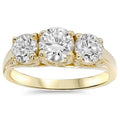 14K Yellow Gold Three Stone Diamond Engagement Ring U9571