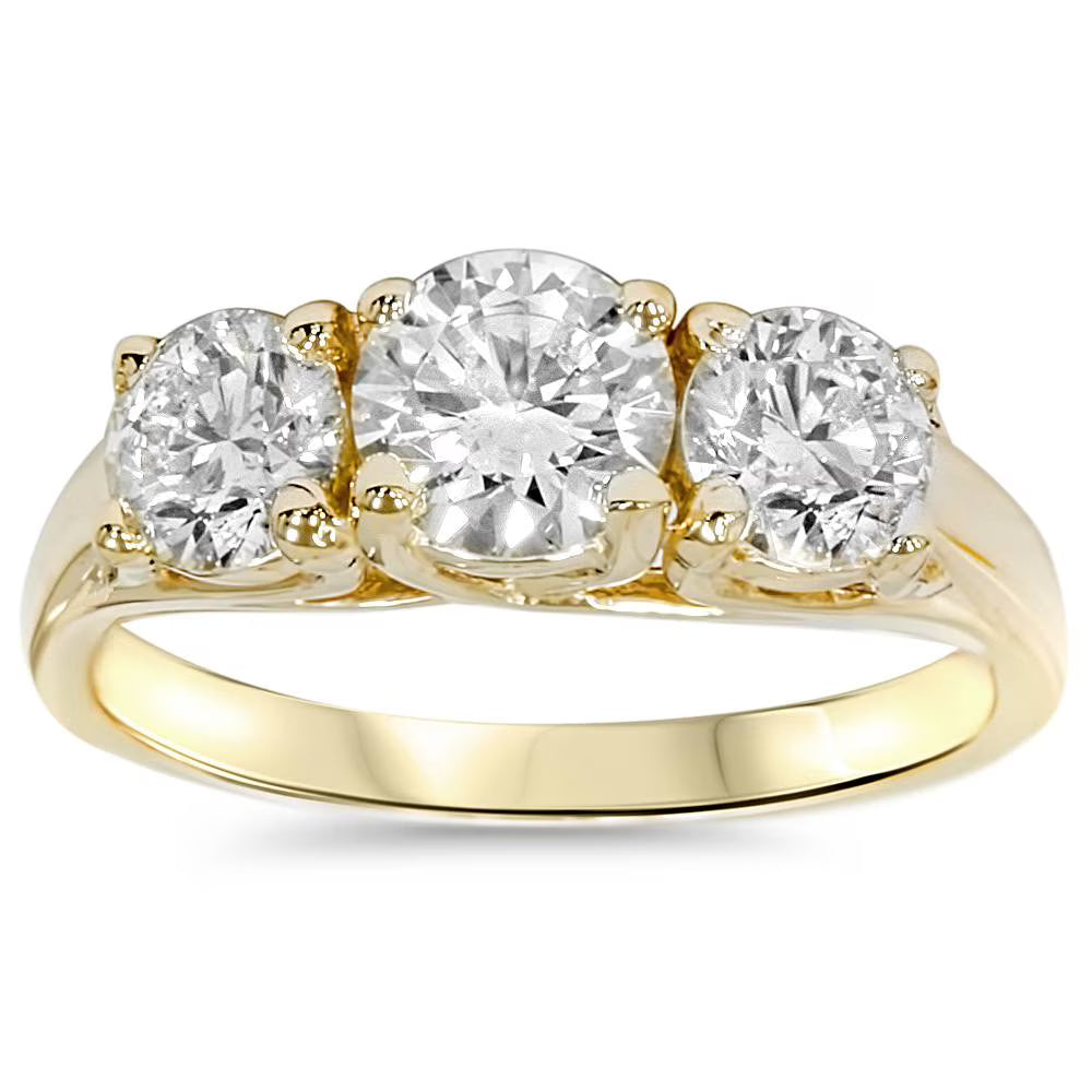 14K Yellow Gold Three Stone Diamond Engagement Ring U9571