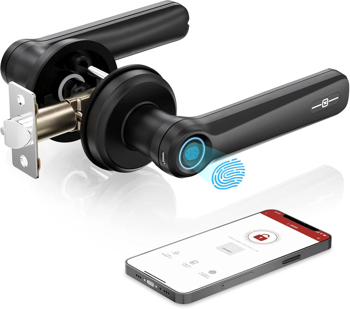 Smart Fingerprint Door Lock with Biometric Fingerprint, Mechanical Key, Remote Control with APP F177613
