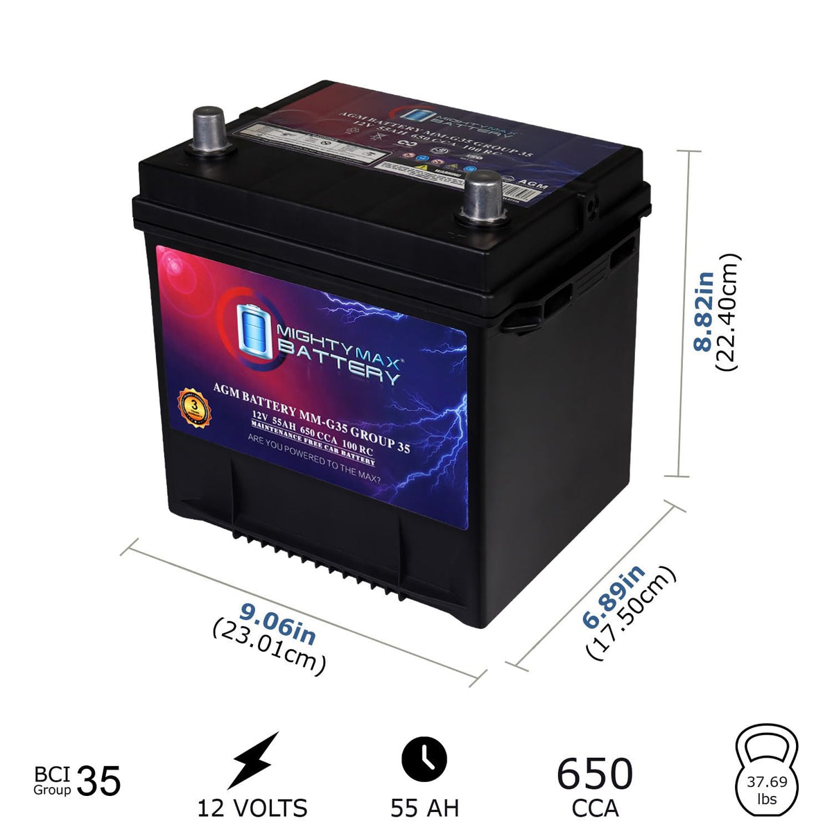 12V 55Ah AGM Replacement Battery B220