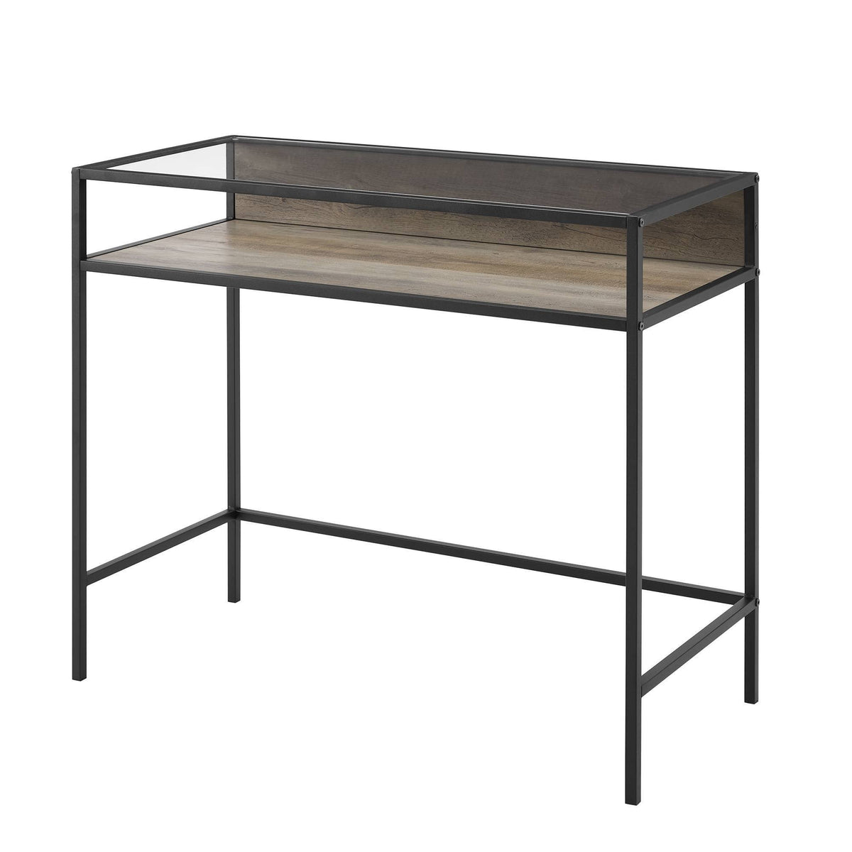 35x22 Metal & Wood Compact Desk with Glass N918243