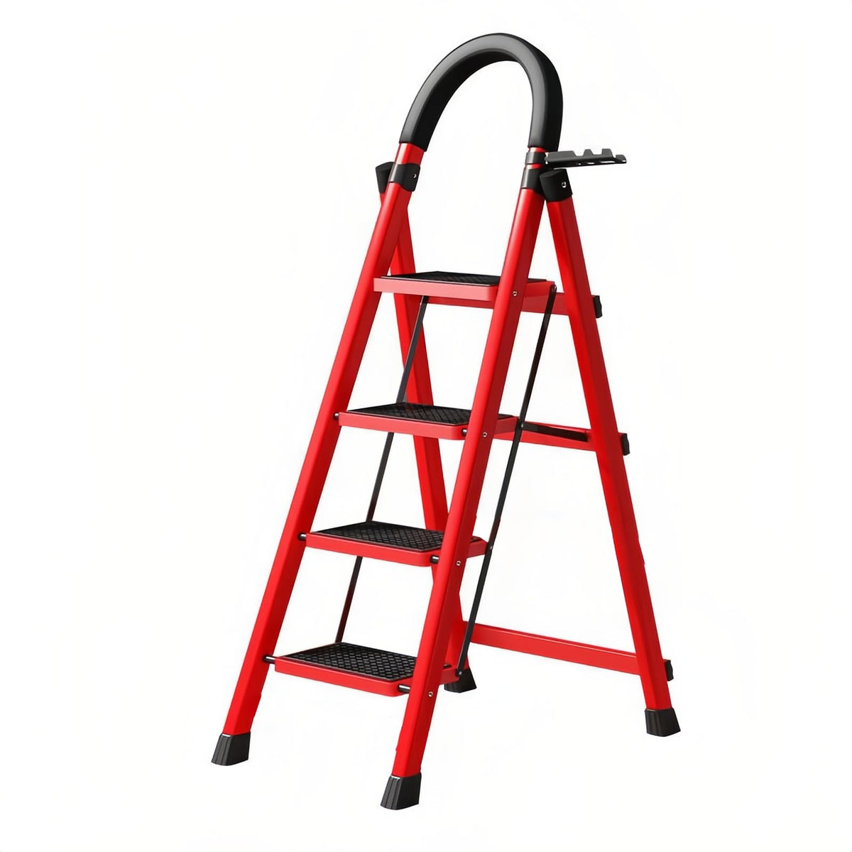 4 Step Folding Ladder with Handrails, Heavy Duty 800 lbs Step Stool U3517