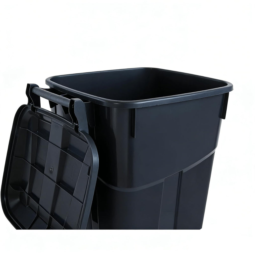 32 Gallon Plastic Outdoor Trash Can with Lid & Wheels E268