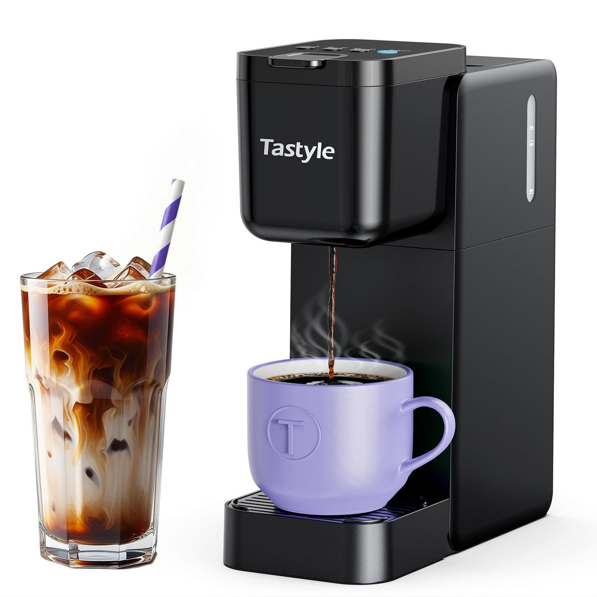 Single Serve Coffee Maker Hot and Iced Black L653968