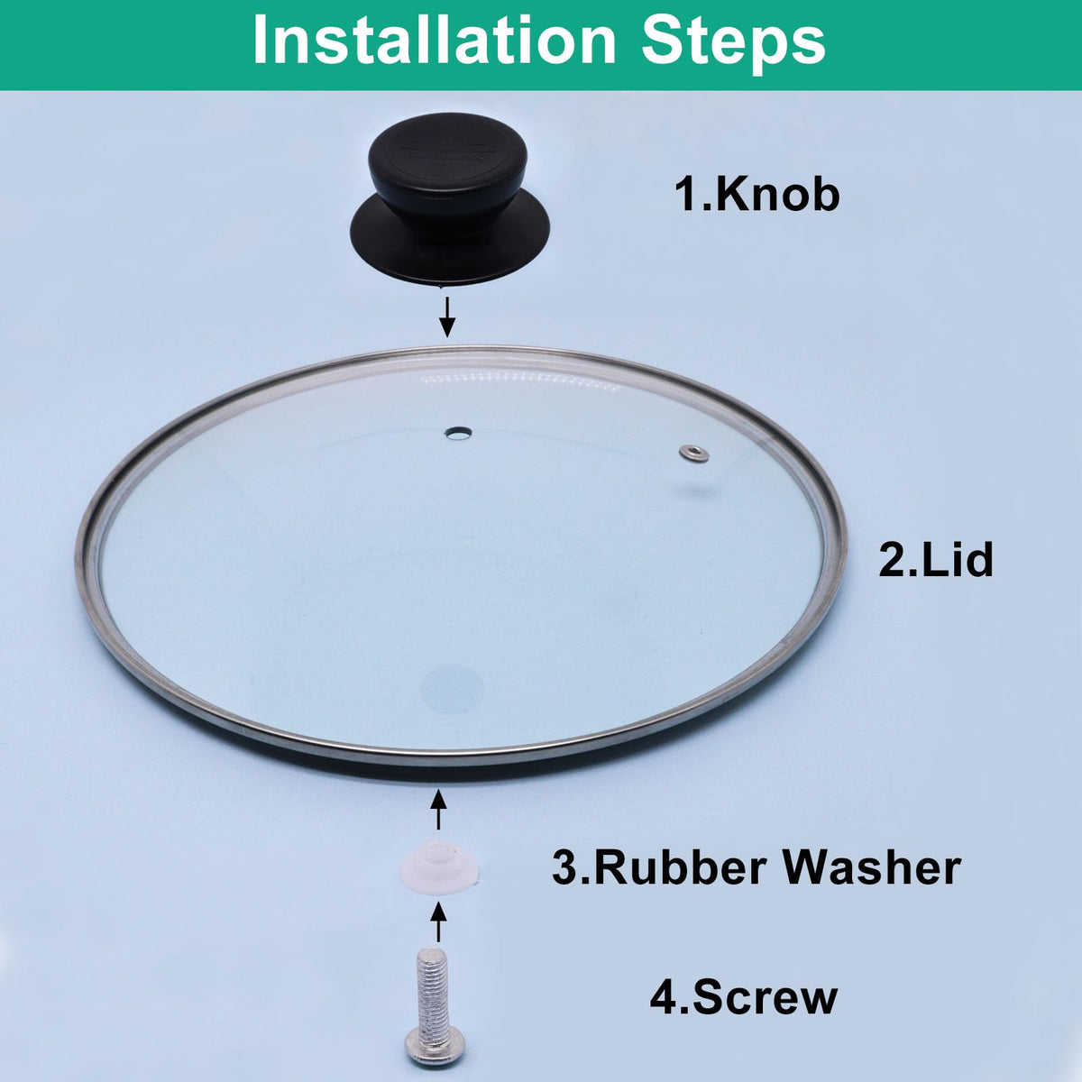 10 Inch Round Tempered Glass Pan Lid with Heat Resistant Handle R8721