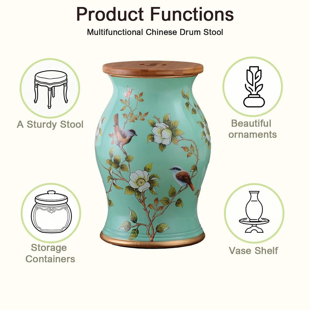 Ceramic Garden Stool Hand-Painted Drum Stool U6501