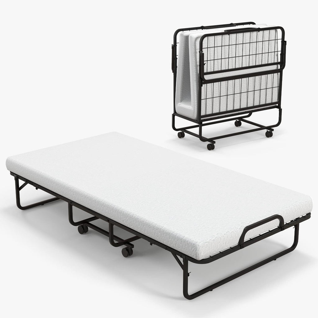 Folding Twin Size Portable Bed with 4” Memory Foam Mattress R27998