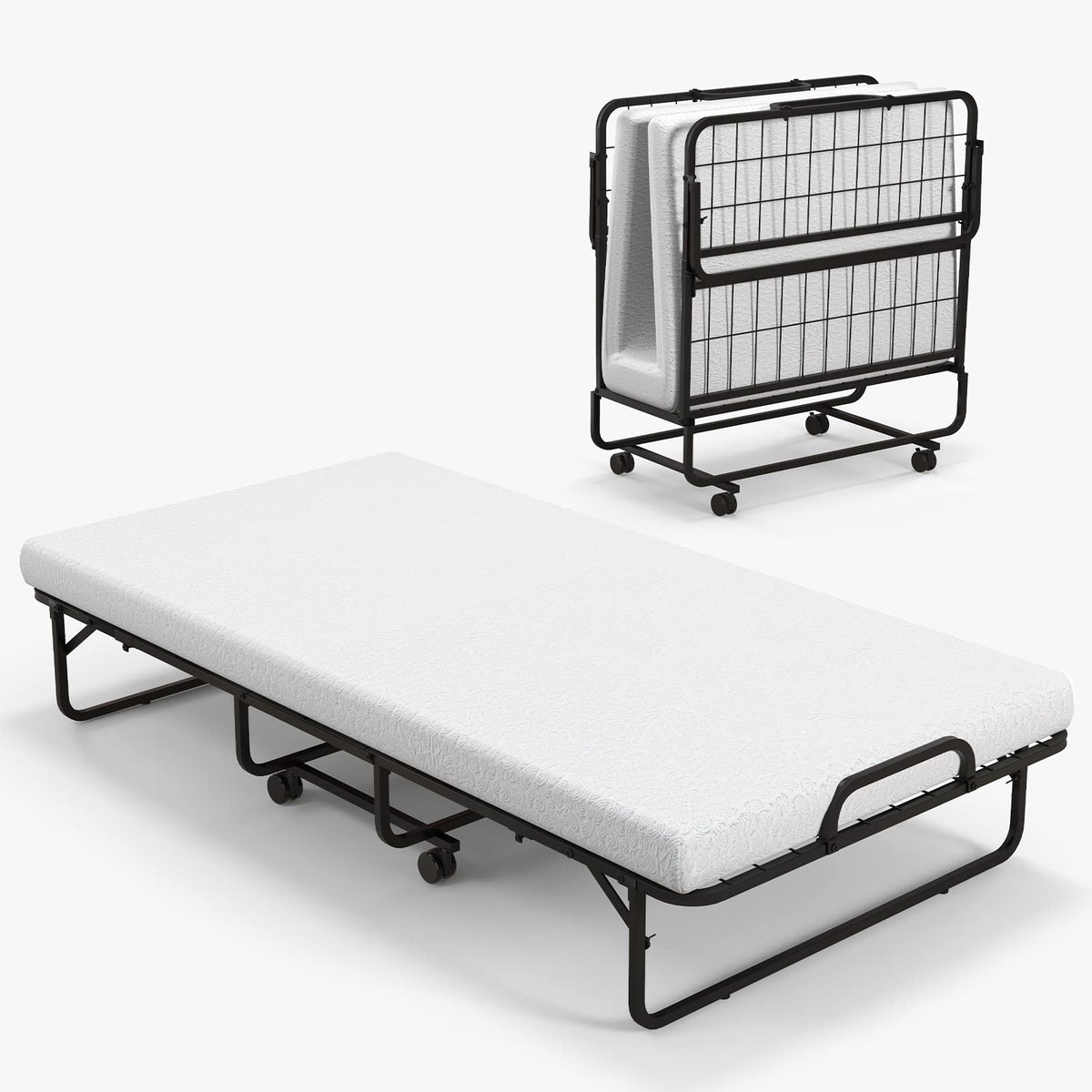 Folding Twin Size Portable Bed with 4” Memory Foam Mattress R27998