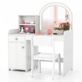 Kids Vanity Table and Chair Set with LED Lighted Mirror S418