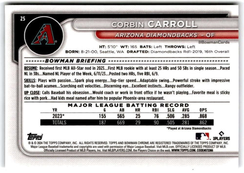 2024 Bowman Chrome Mega Box Mojo Refractor Baseball Trading Card C23615