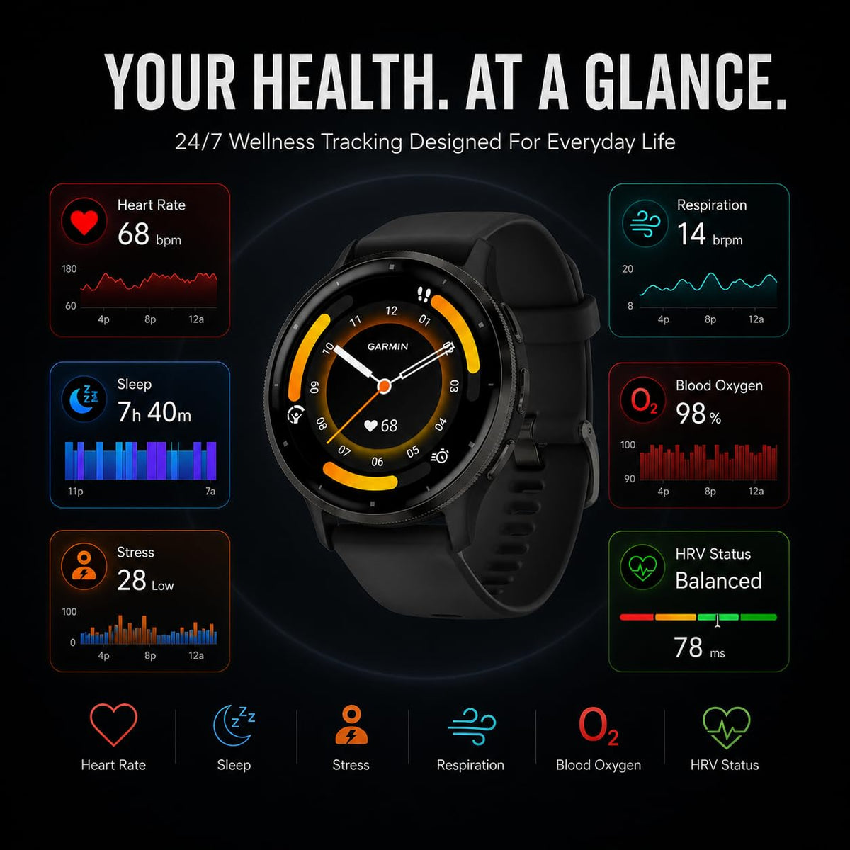 Black 45mm GPS Smartwatch U17770