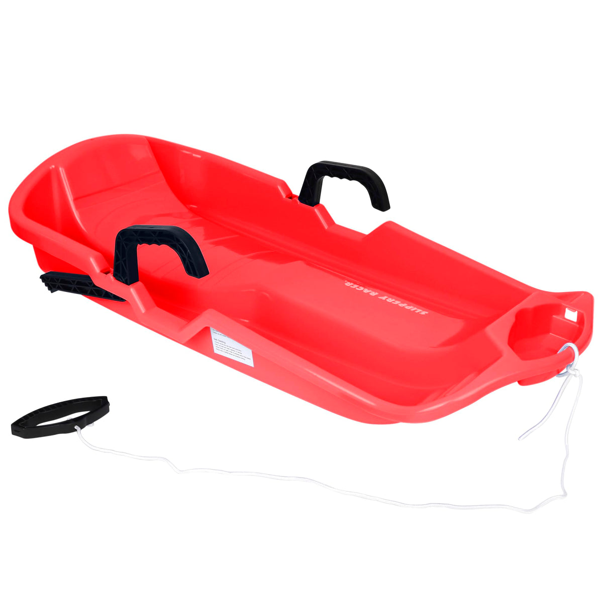 Red Flexible Plastic Toboggan Snow Sled with Brake Z2696