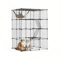 4-Tier Metal Wire Cat Cage with Hammock, Platforms & Ramps, Black B40558