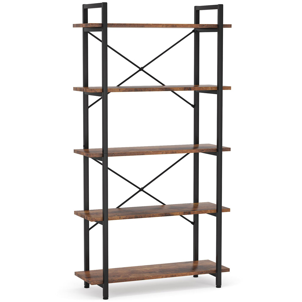 5 Tier Industrial Bookshelf with Metal Frame S925460