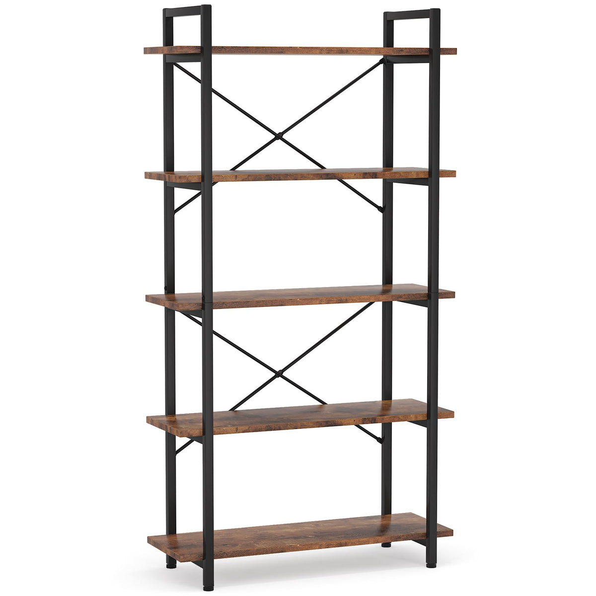 5 Tier Industrial Bookshelf with Metal Frame S925460