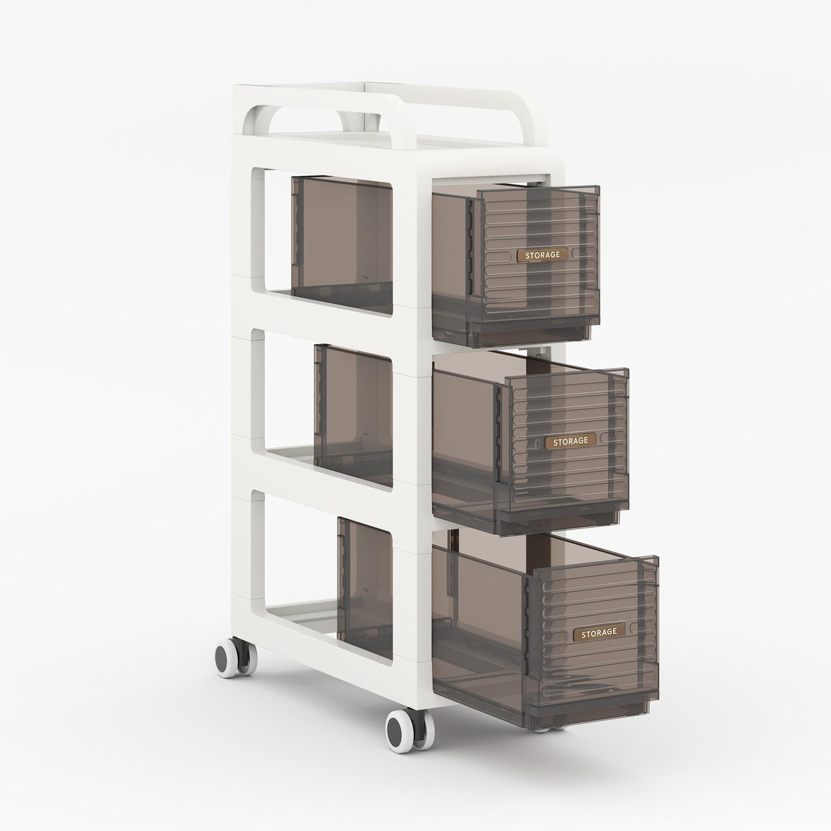 7.87" Wide Slim Bathroom Storage with Drawers and Wheels D921