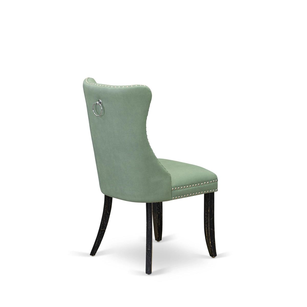 Button Tufted Nailhead Willow Green Polyester Upholstered Dining Chairs, Set of 2 E271670