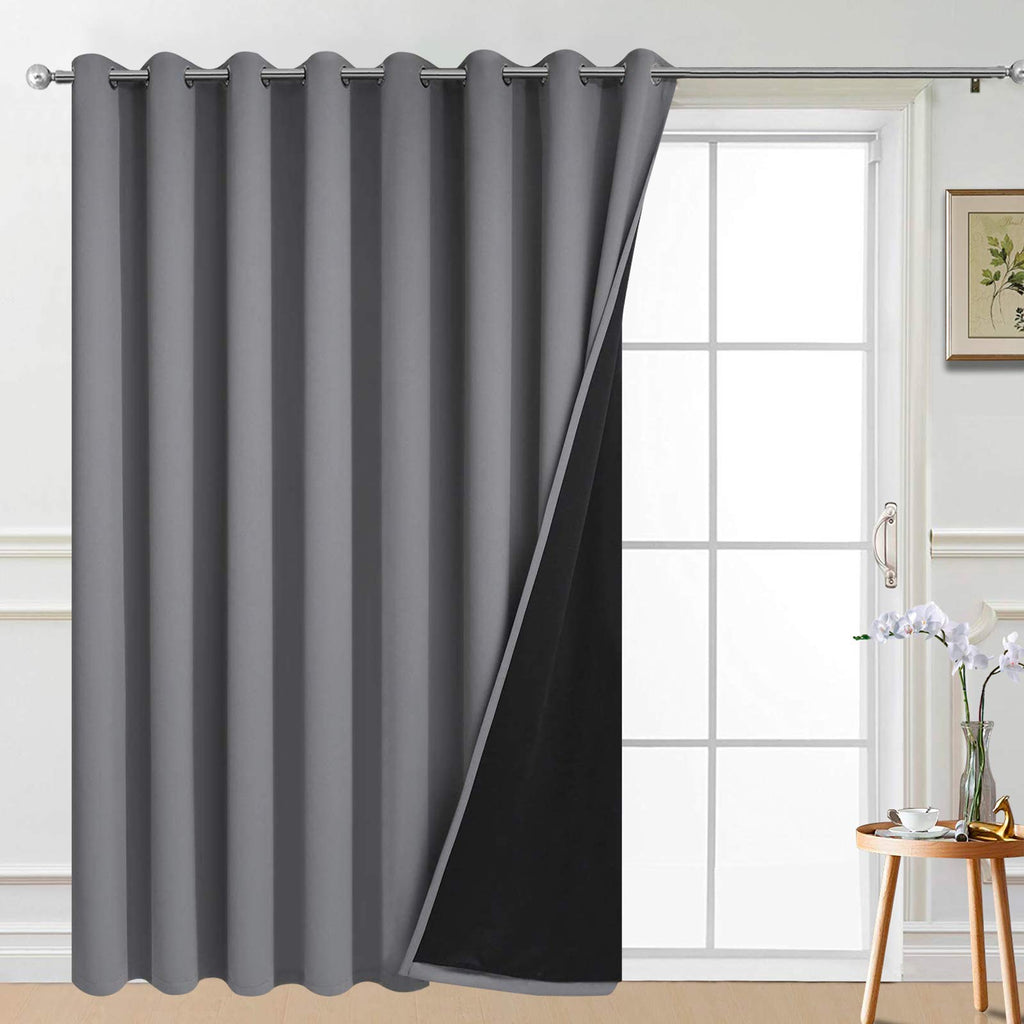 Grey 100% Blackout Patio Door Curtain Panel W100 x L84 K7463