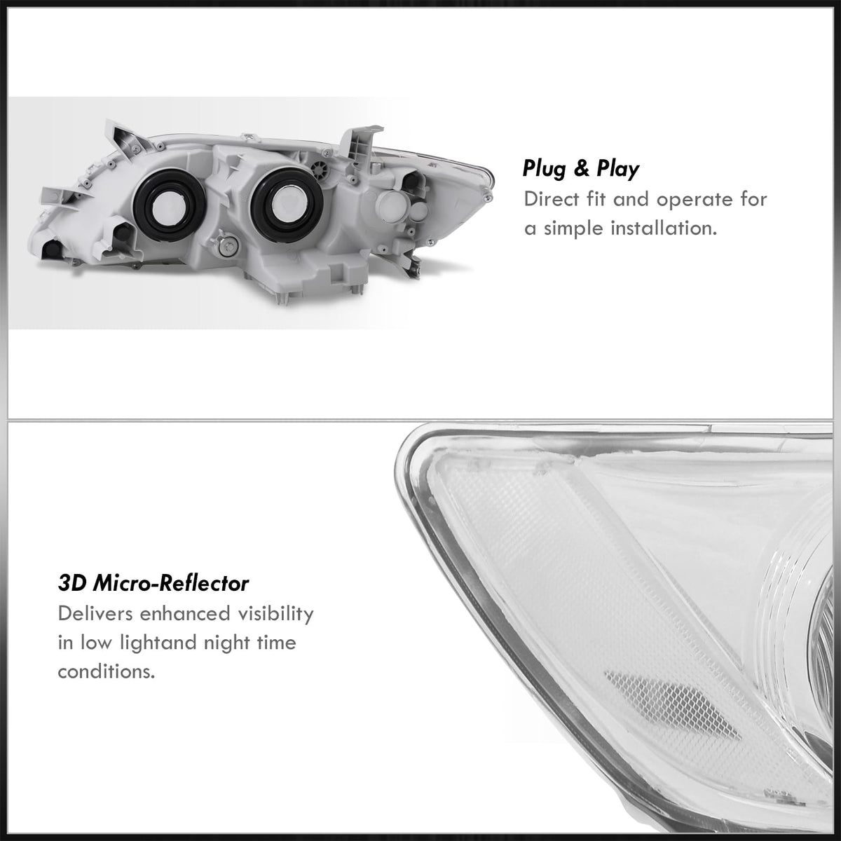 Projector Headlights Headlamps Signal Lamps Assembly Pair Set O140