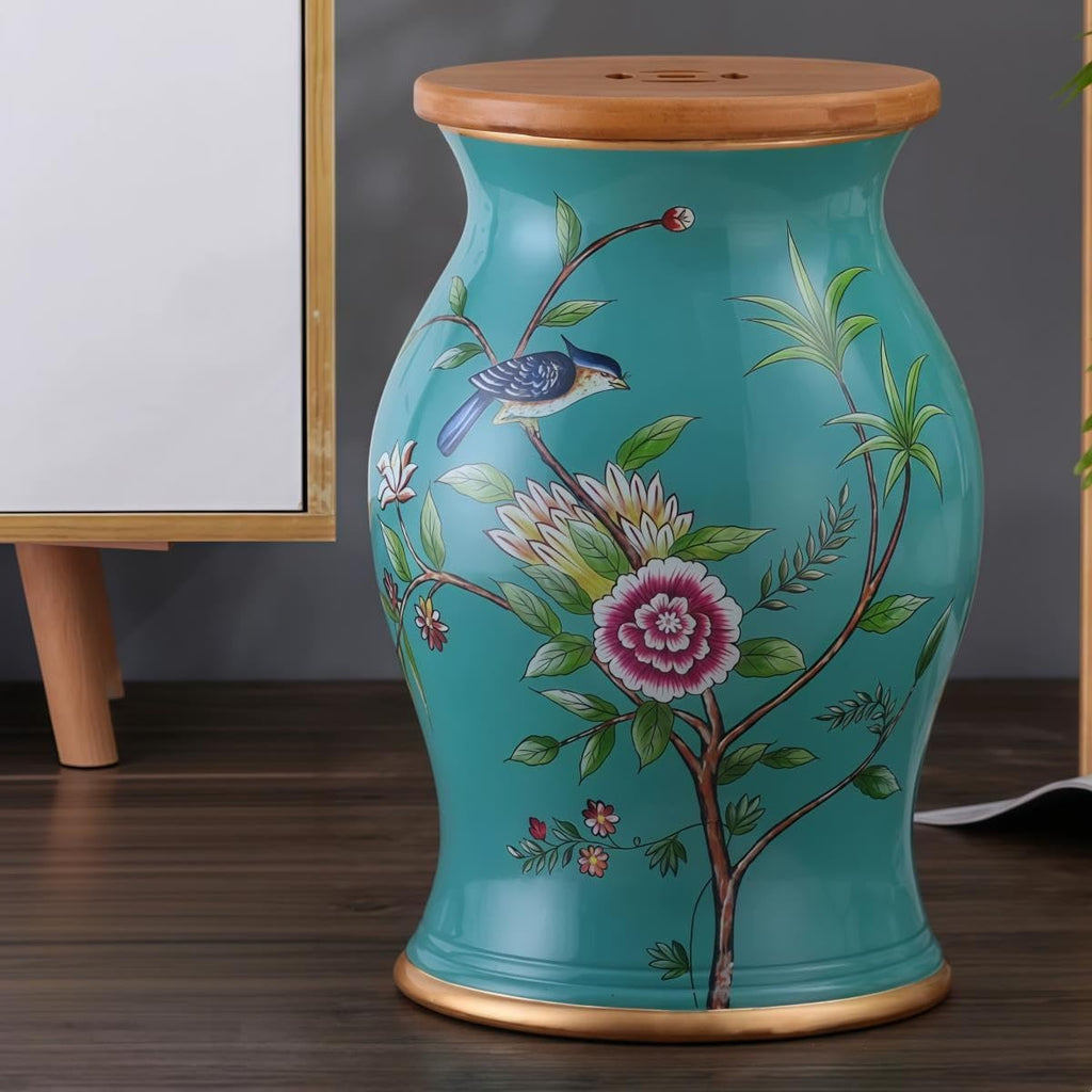 Ceramic Garden Stool Hand-Painted Drum Stool U6501