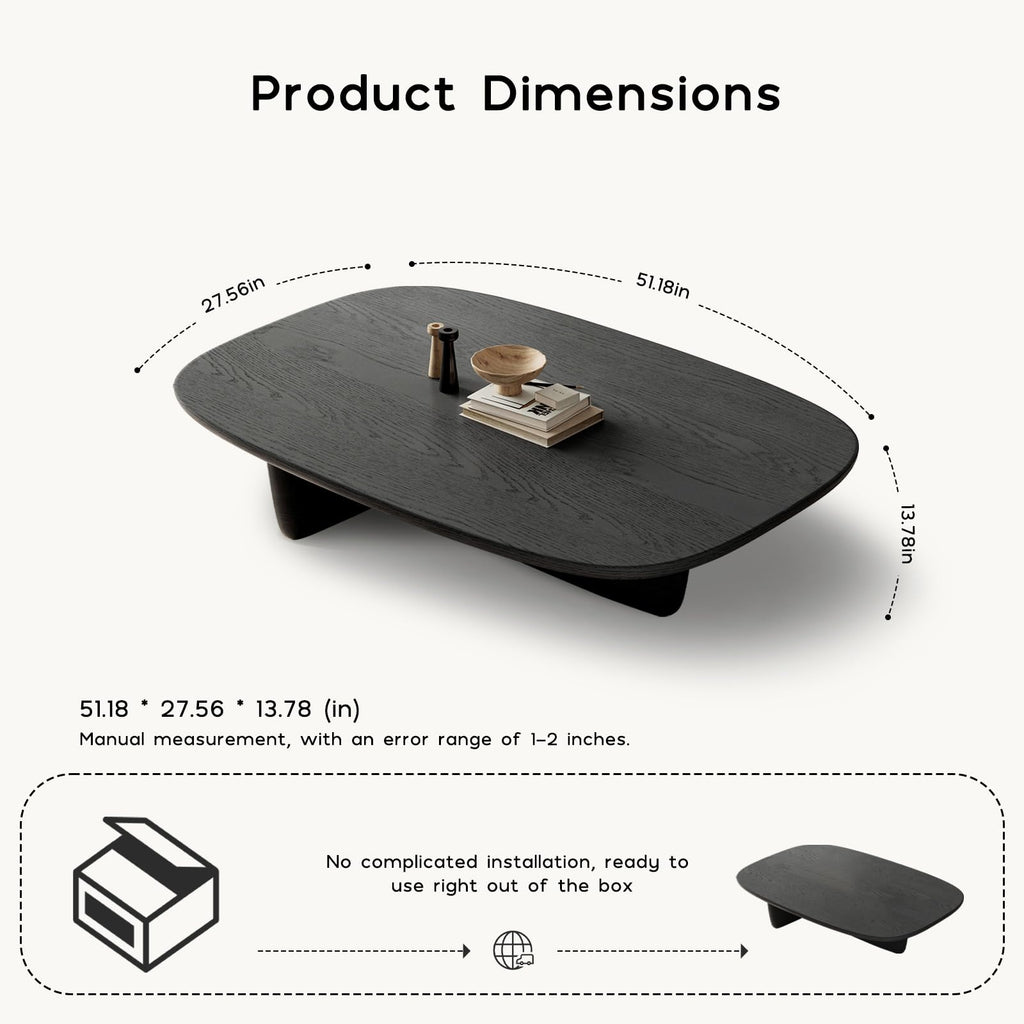 Black Wood Oval Coffee Table with Pedestal Base V148