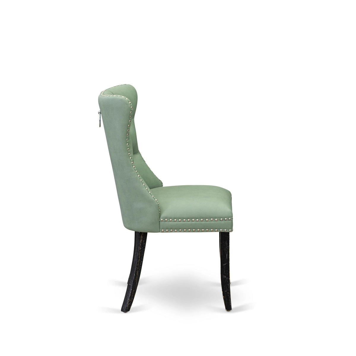 Button Tufted Nailhead Willow Green Polyester Upholstered Dining Chairs, Set of 2 E271670