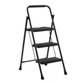 Foldable 3 Step Stool Ladder 300 Lb Weight Limit Steel A3522