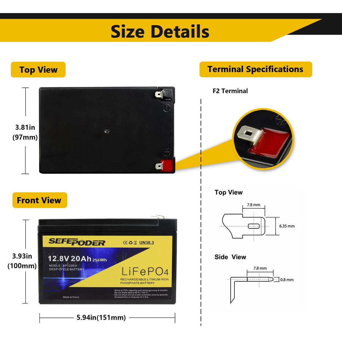 12V 20Ah Lithium LiFePO4 Deep Cycle Battery 2 Pack Q453038