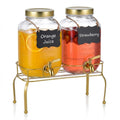 1 Gallon Glass Drink Dispenser Set of 2 with Stand B18392