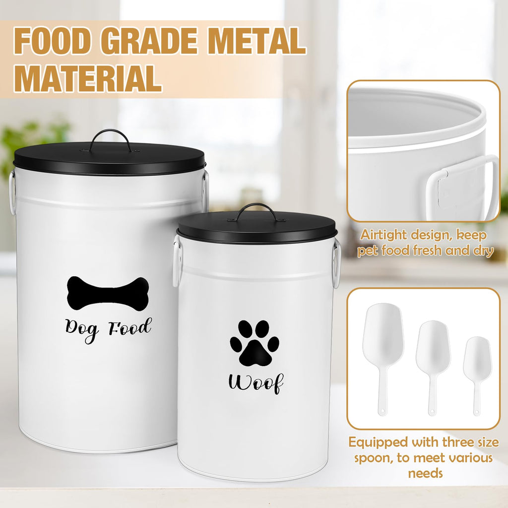 White Metal Dog Food Storage Containers J624382