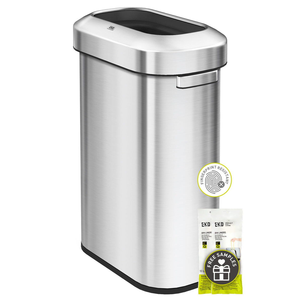24 Gallon 90 Liter Open Top Stainless Steel Slim Trash Can F46173