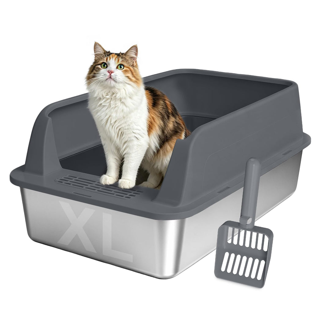 XL Stainless Steel Litter Box with Lid N439