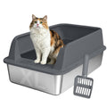 XL Stainless Steel Litter Box with Lid N439