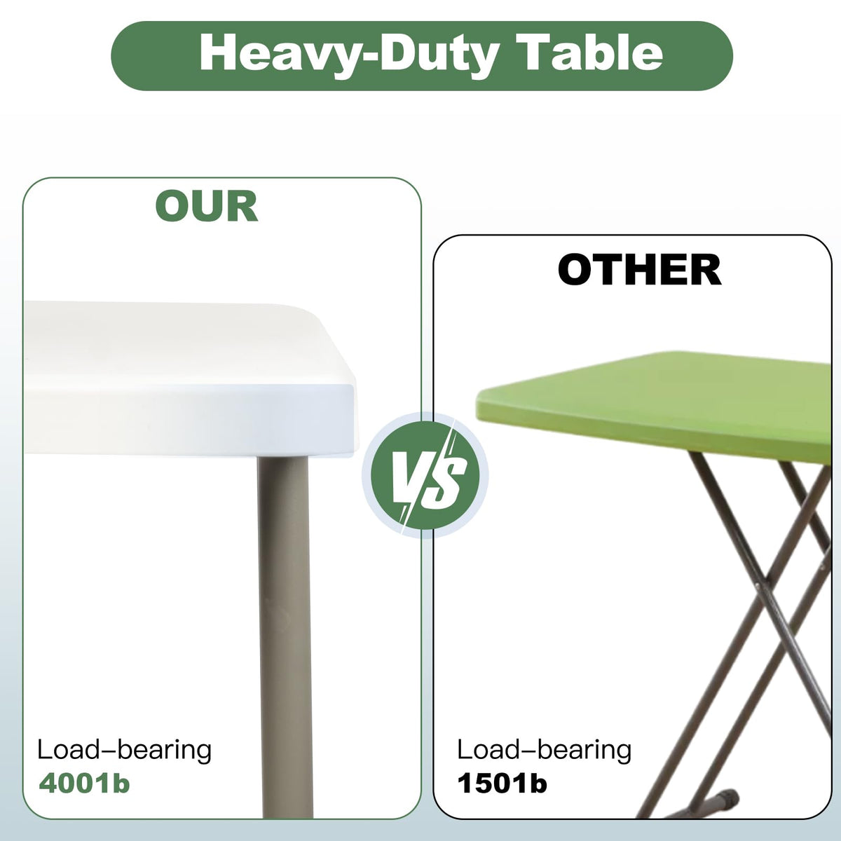 6FT Folding Plastic Utility Table with Carrying Handle, White J4022