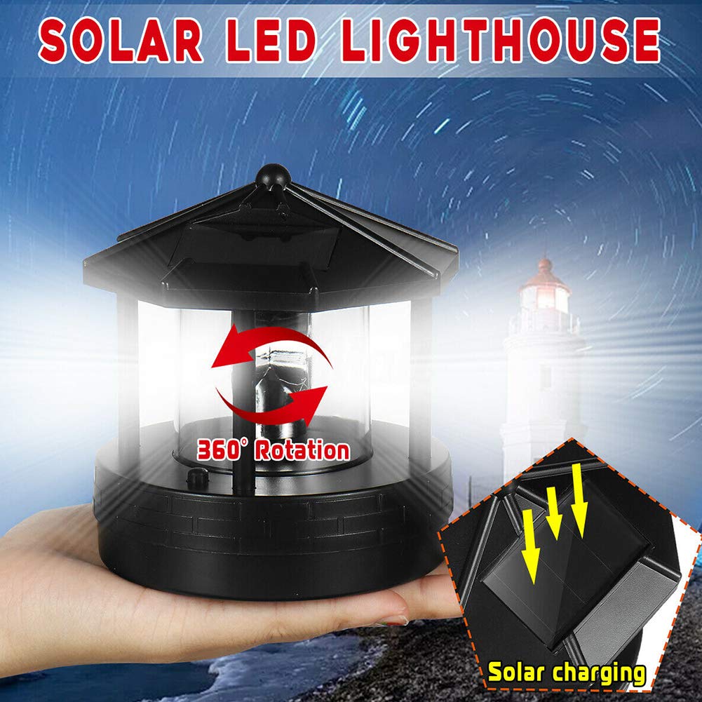 Solar Lighthouse Lamp 360° Rotatable LED IP44 Waterproof Q629