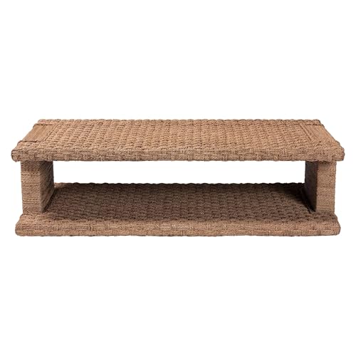 Handwoven Seagrass Coffee Table with Open Shelf L39076