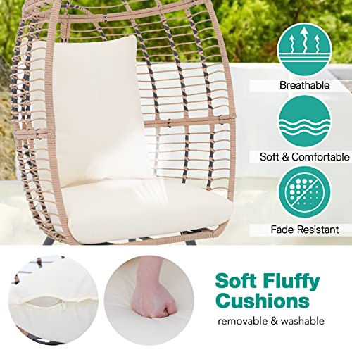 Wicker Egg Chair with Legs Cushion 350 lbs Capacity S6502