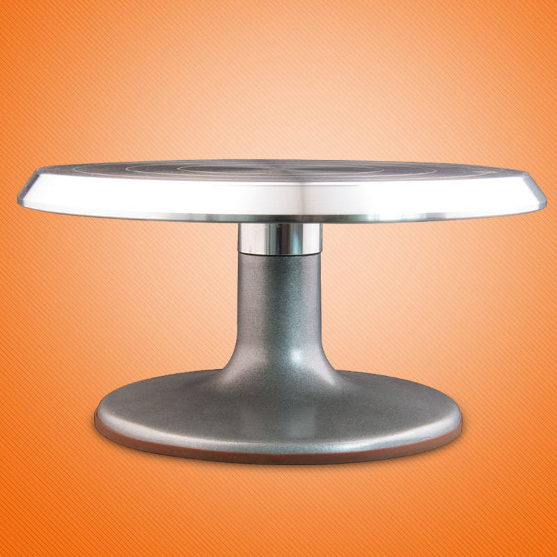 Silver Aluminum Alloy Rotating Cake Turntable Stand E38726
